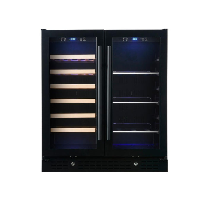 30" Combination Beer and Wine Cooler with Low-E Glass Door - KingsBottle KBU165BW