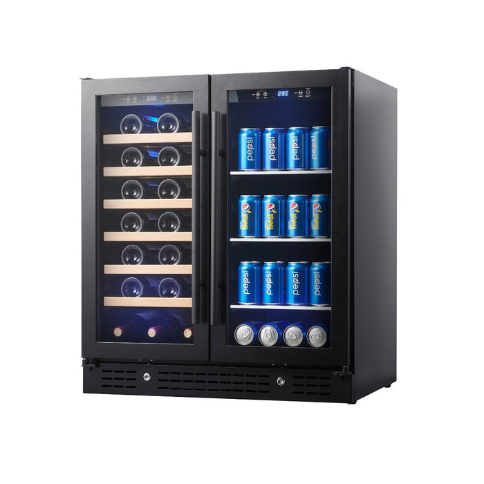 30" Combination Beer and Wine Cooler with Low-E Glass Door - KingsBottle KBU165BW