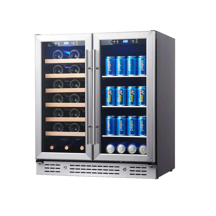 30" Combination Beer and Wine Cooler with Low-E Glass Door - KingsBottle KBU165BW