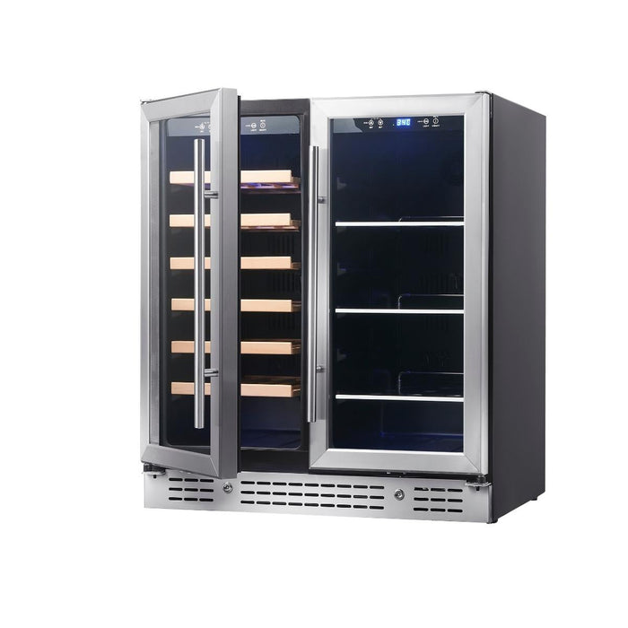 30" Combination Beer and Wine Cooler with Low-E Glass Door - KingsBottle KBU165BW