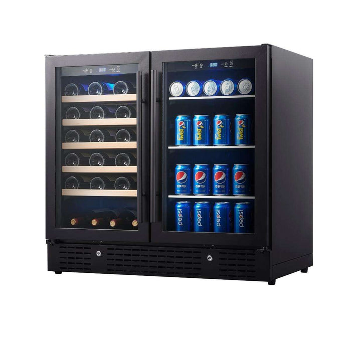 36" Beer and Wine Cooler Combination with Low-E Glass Door - KingsBottle KBU190BW