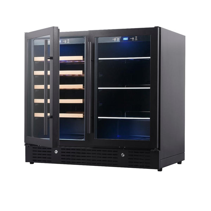 36" Beer and Wine Cooler Combination with Low-E Glass Door - KingsBottle KBU190BW