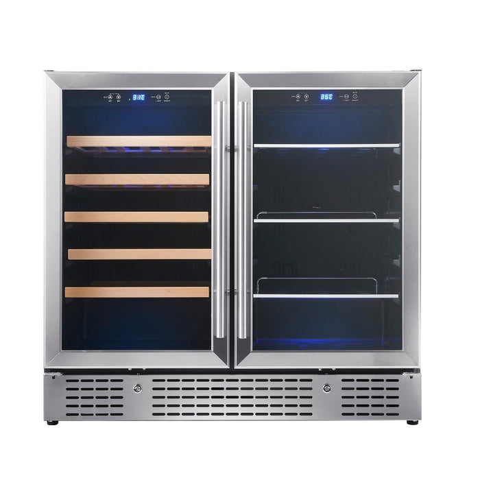 36" Beer and Wine Cooler Combination with Low-E Glass Door - KingsBottle KBU190BW