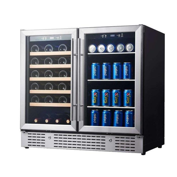 36" Beer and Wine Cooler Combination with Low-E Glass Door - KingsBottle KBU190BW