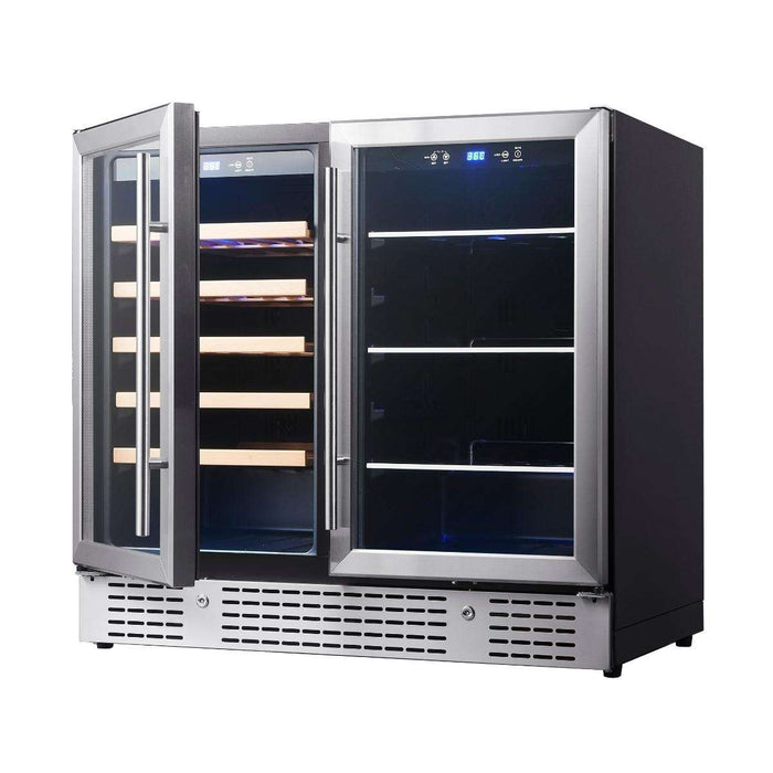 36" Beer and Wine Cooler Combination with Low-E Glass Door - KingsBottle KBU190BW