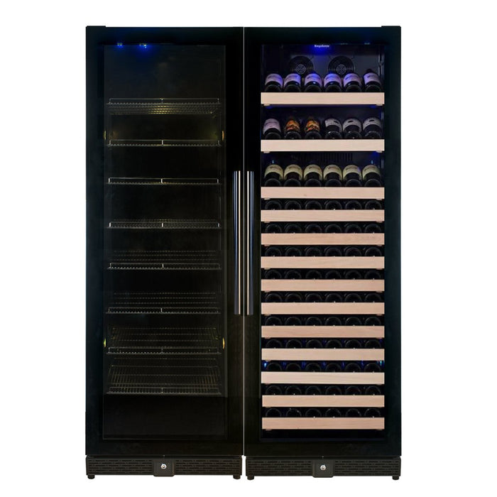 72" Large Wine And Beverage Cooler Drinks Combo With Clear Door - KingsBottle KBU170BW2