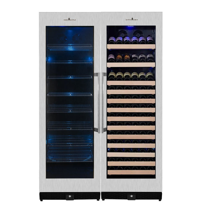 72" Large Wine And Beverage Cooler Drinks Combo With Clear Door - KingsBottle KBU170BW2