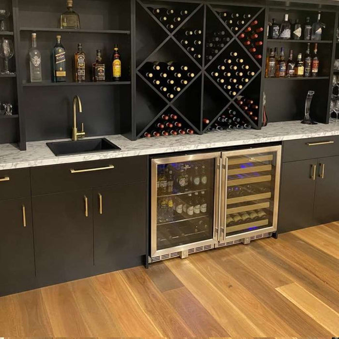 48 Inch Glass Door Wine And Beverage Fridge Center Built In - KingsBottle KBU50BW3