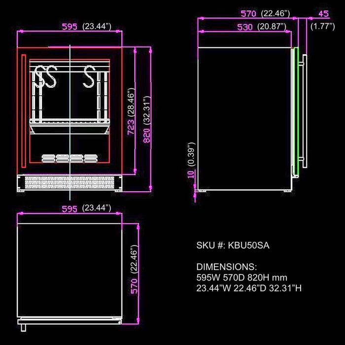 24 Inch Glass Door Under Counter Dry Ager Fridge