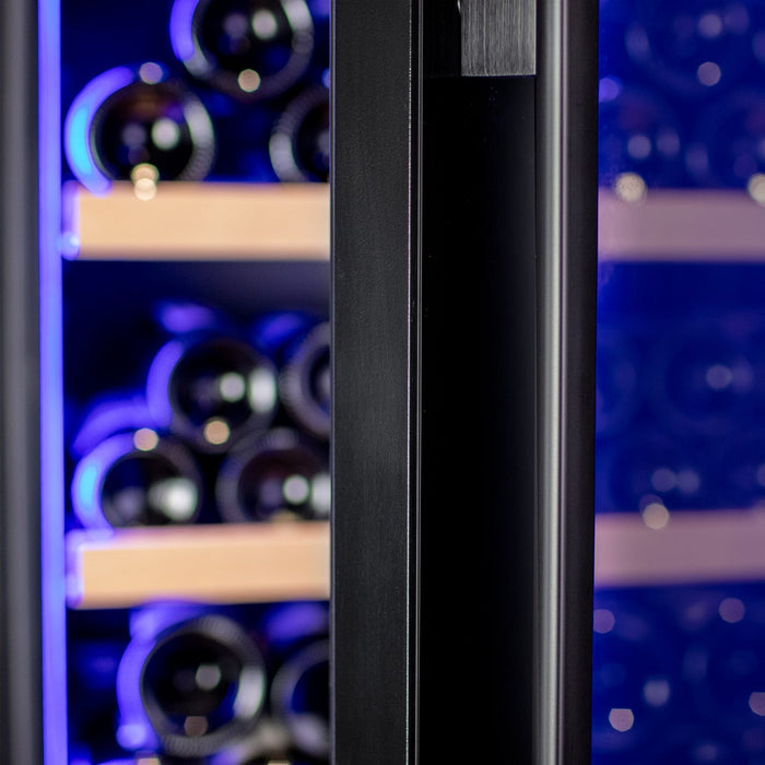 Allavino 29" Wide 248 Bottle Single Zone Black Glass Wine Refrigerator with Display Shelving