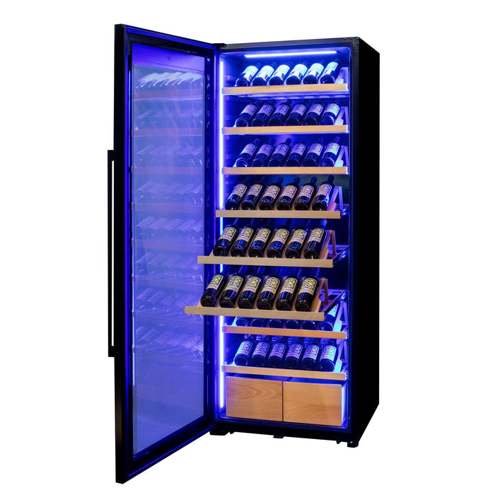 Allavino 29" Wide 248 Bottle Single Zone Black Glass Wine Refrigerator with Display Shelving