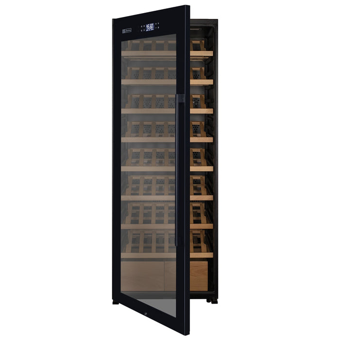 Allavino 29" Wide 248 Bottle Single Zone Black Glass Wine Refrigerator with Display Shelving