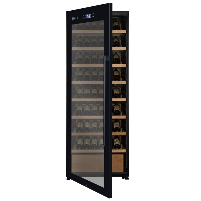 Allavino 29" Wide 248 Bottle Single Zone Black Glass Wine Refrigerator with Display Shelving