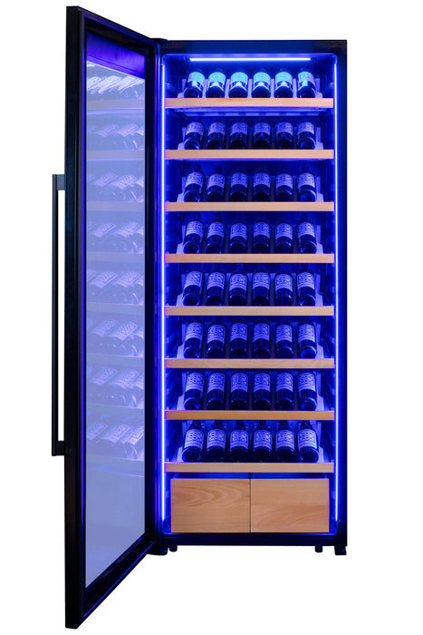 Allavino 29" Wide 248 Bottle Single Zone Black Glass Wine Refrigerator with Display Shelving