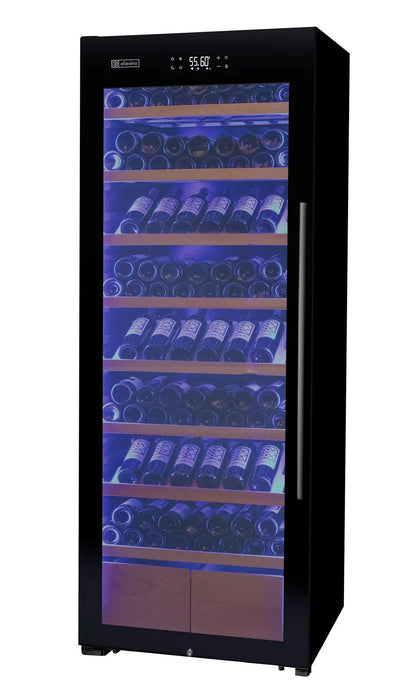 Allavino 29" Wide 248 Bottle Single Zone Black Glass Wine Refrigerator with Display Shelving