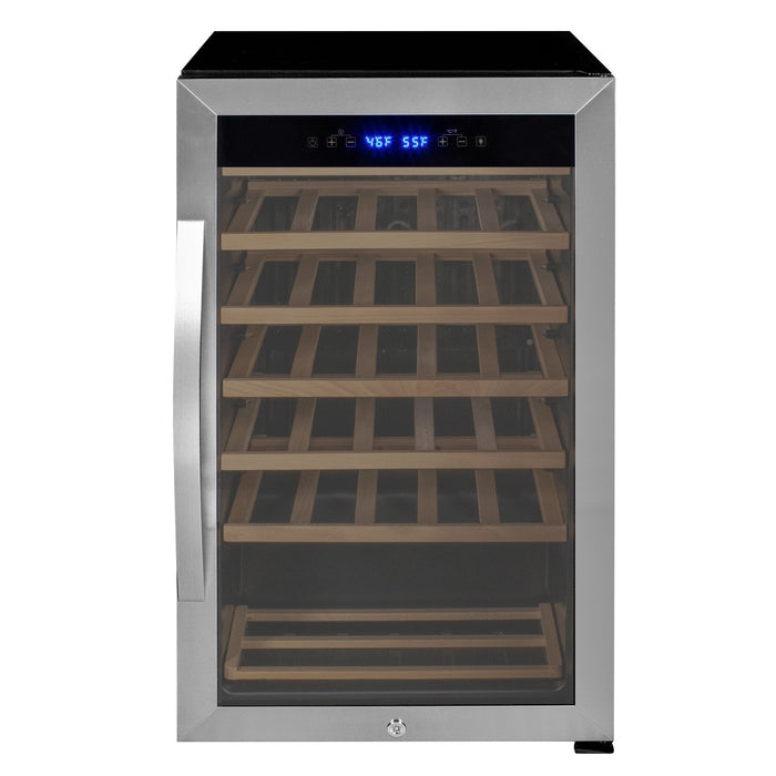 Allavino Cascina Series 33 Bottle Single Zone Freestanding Wine Refrigerator Cooler with Stainless Steel Door