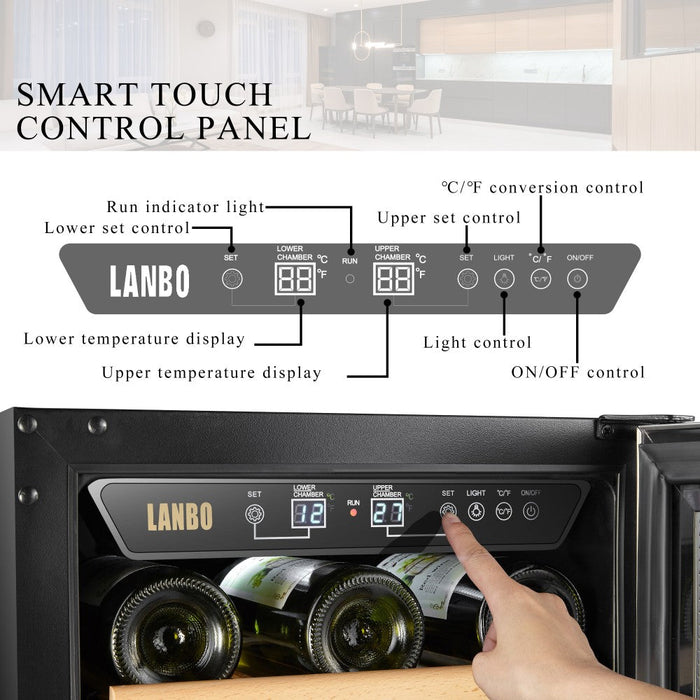 Lanbo 28 Bottle Dual Zone Wine Cooler