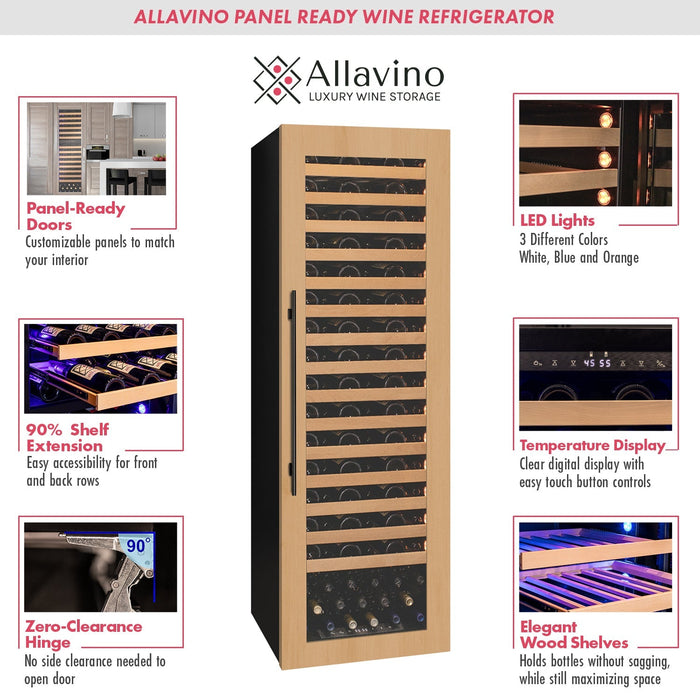 Allavino 107 Bottle Single Zone Panel Ready Wine Refrigerator