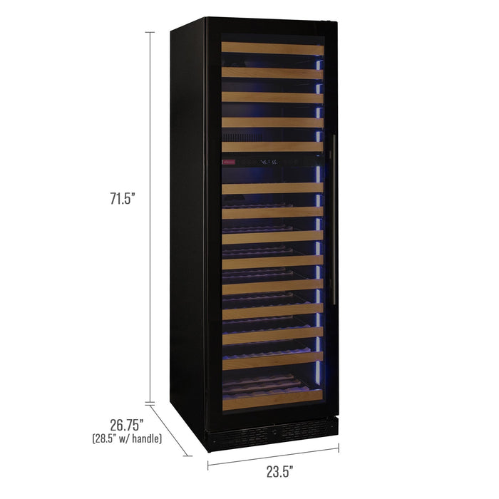 Allavino Reserva Series 154 Bottle 71" Tall Dual Zone Black Glass Door Wine Refrigerator