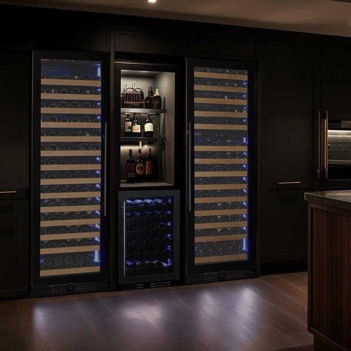 Allavino Reserva Series 154 Bottle 71" Tall Dual Zone Black Glass Door Wine Refrigerator