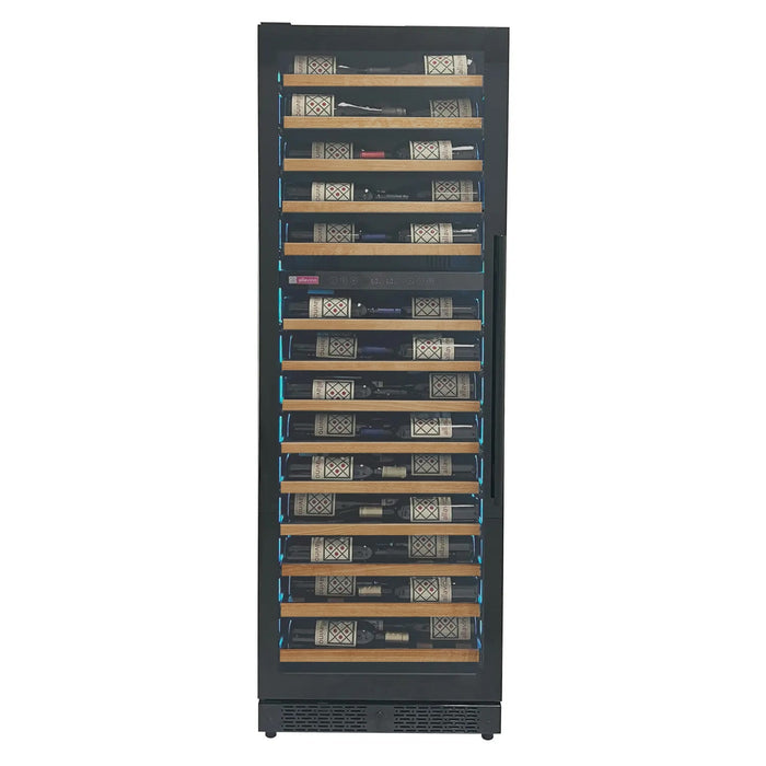 Allavino Reserva Series 67 Bottle 71" Tall Dual Zone Black Shallow Wine Refrigerator with Wood Front Shelves