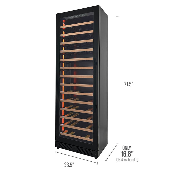 Allavino Reserva Series 67 Bottle 71" Tall Single Zone Black Shallow Wine Refrigerator with Wood Front Shelves