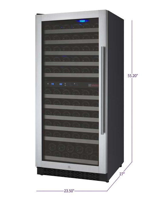 Allavino 24" Wide FlexCount II Tru-Vino 121 Bottle Dual Zone Stainless Steel Wine Refrigerator