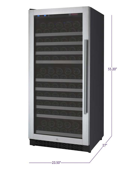 Allavino 24" Wide FlexCount II Tru-Vino 128 Bottle Single Zone Stainless Steel Wine Refrigerator