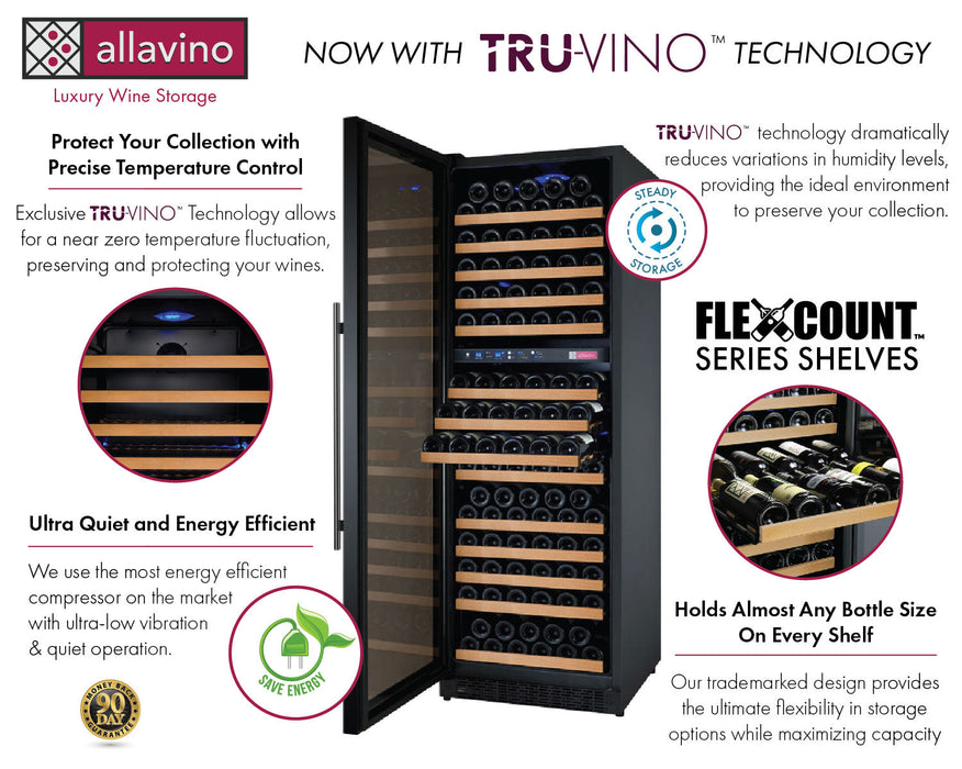 Allavino 24" Wide FlexCount II Tru-Vino 172 Bottle Dual Zone Black Wine Refrigerator