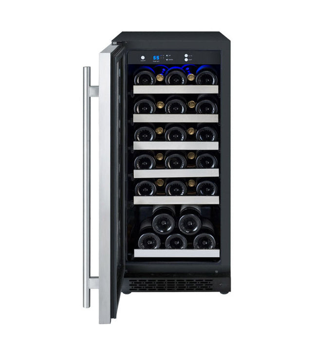 Allavino 15" Wide FlexCount II Tru-Vino 30 Bottle Single Zone Stainless Steel Wine Refrigerator