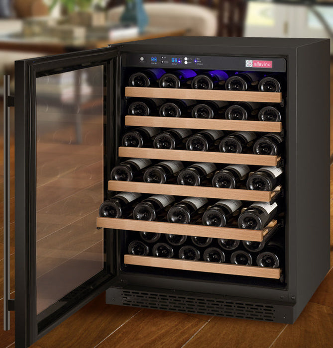 Allavino 24" Wide FlexCount II Tru-Vino 56 Bottle Single Zone Black Wine Refrigerator