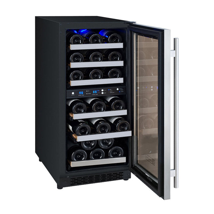 Allavino 15" Wide FlexCount II Tru-Vino 30 Bottle Dual Zone Stainless Steel Wine Refrigerator