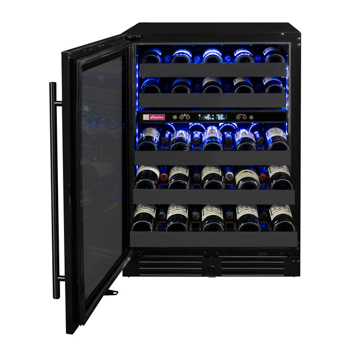 Allavino Reserva Series 50 Bottle 34" Tall Dual Zone Black Stainless Steel Wine Cooler Refrigerator