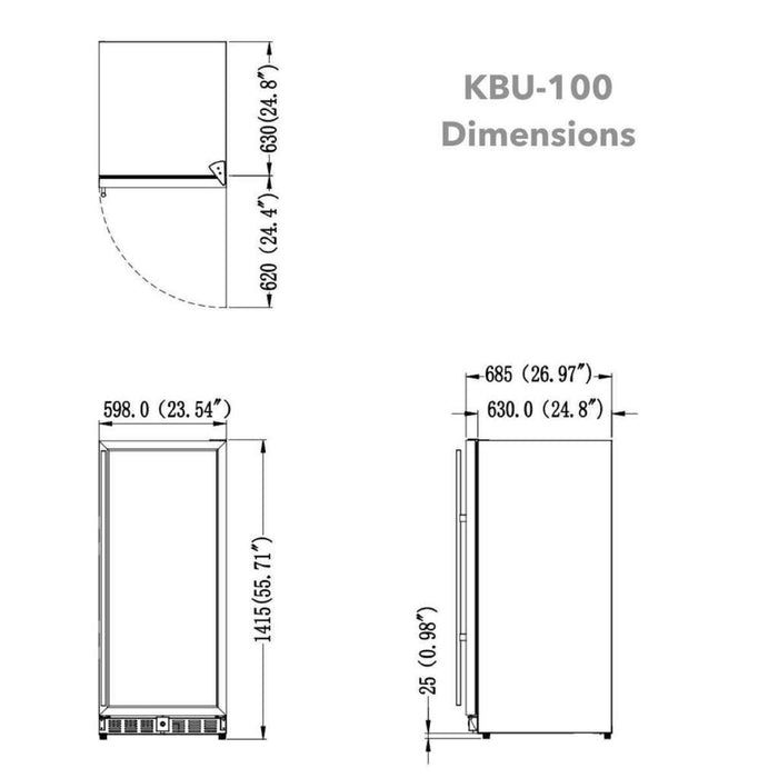 100 Bottle Kitchen Wine Refrigerator Freestanding - KingsBottle KBU100WX