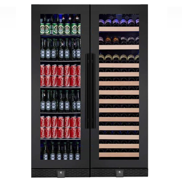 72" Large Wine And Beverage Cooler Drinks Combo With Clear Door - KingsBottle KBU170BW2