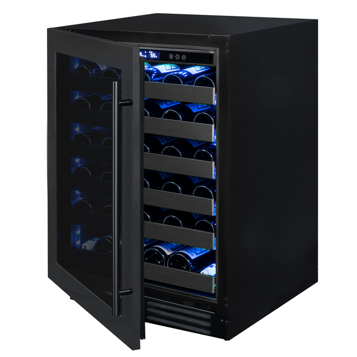 Allavino Reserva Series 50 Bottle 34" Tall Single Zone Black Stainless Steel Wine Cooler Refrigerator