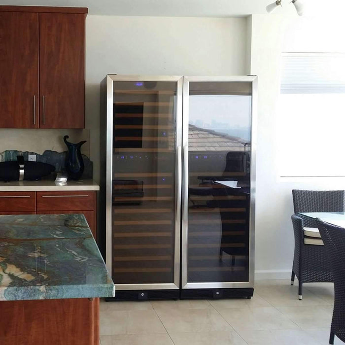 72" Tall Beer And Wine Refrigerator Combo With Glass Door - KingsBottle KBU170BW3