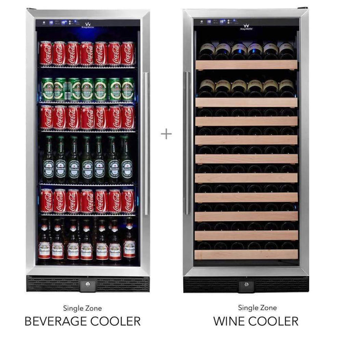 56" Upright Wine And Beverage Refrigerator Combo With Glass Door - KingsBottle KBU100BW2