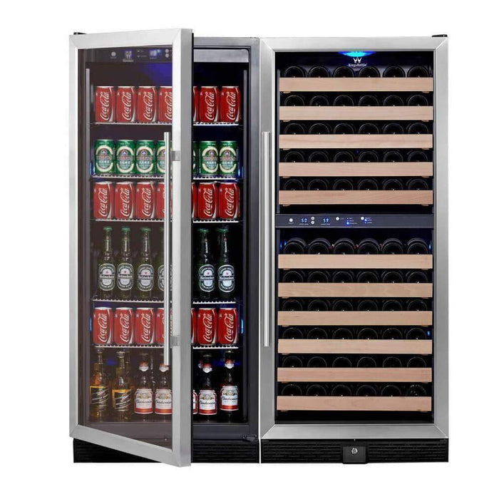 56" Upright Wine And Beverage Fridge Center Cabinet Freestanding - KingsBottle KBU100BW3