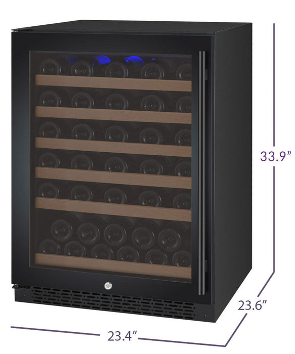 Allavino 24" Wide FlexCount II Tru-Vino 56 Bottle Single Zone Black Wine Refrigerator