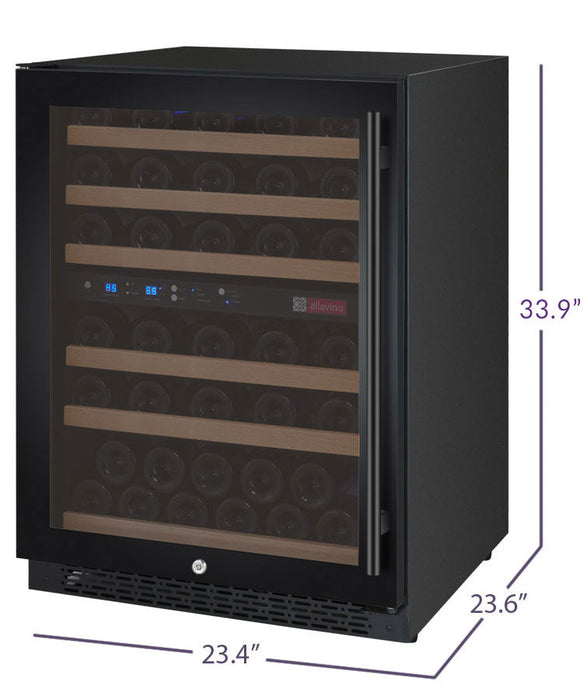 Allavino 24" Wide FlexCount II Tru-Vino 56 Bottle Dual Zone Black Wine Refrigerator