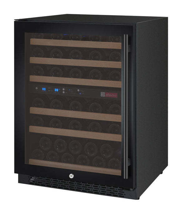 Allavino 24" Wide FlexCount II Tru-Vino 56 Bottle Dual Zone Black Wine Refrigerator