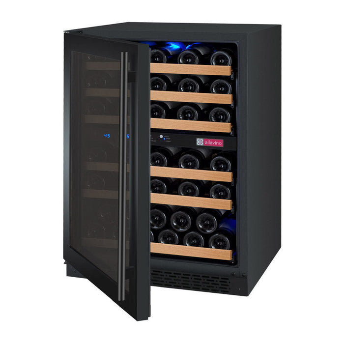 Allavino 24" Wide FlexCount II Tru-Vino 56 Bottle Dual Zone Black Wine Refrigerator