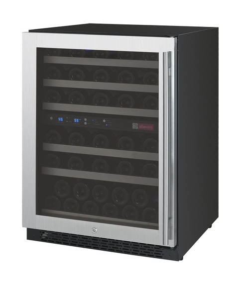 Allavino 24" Wide FlexCount II Tru Vino 56 Bottle Dual Zone Stainless Steel Wine Refrigerator